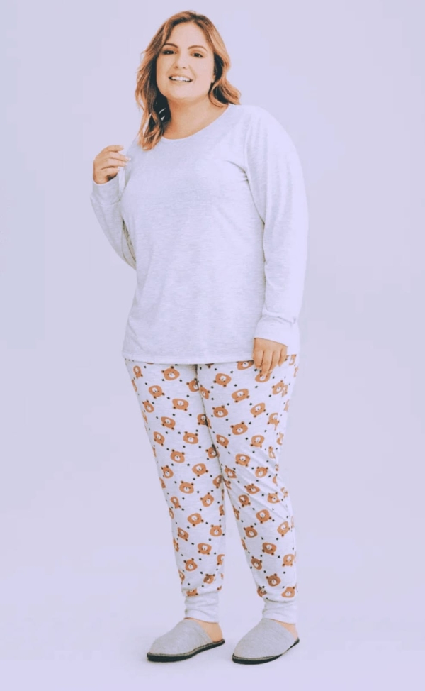 9013 PIJAMA PLUS SIZE FEMININO DE SUEDE
